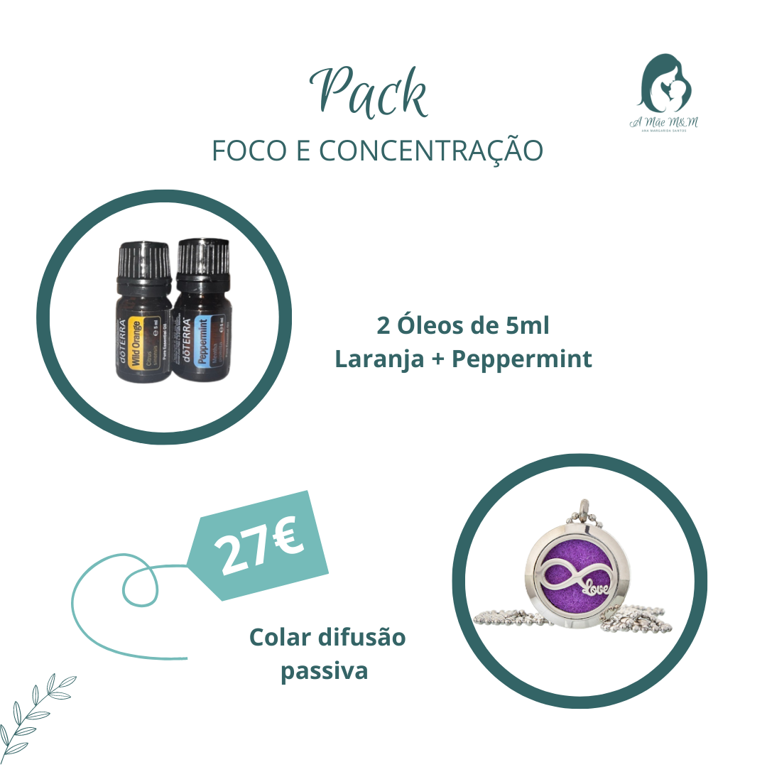 Pack Foco e Concentração + 2 óleos essenciais A Mãe M&M