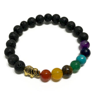 Pulseira de Pedra de Lava - Elefante - Chakra A Mãe M&M