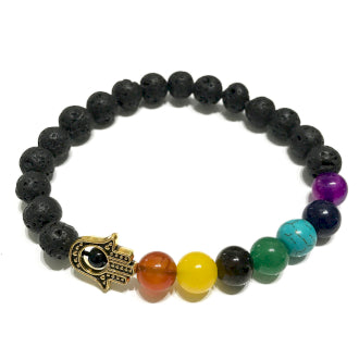 Pulseira de Pedra de Lava - Hamsa - Chakra A Mãe M&M
