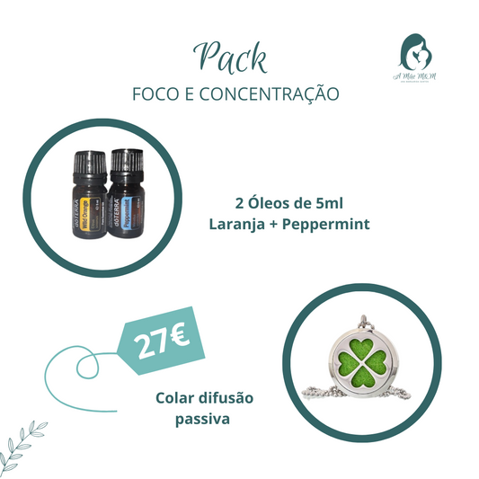 Pack Foco e Concentração + 2 óleos essenciais A Mãe M&M