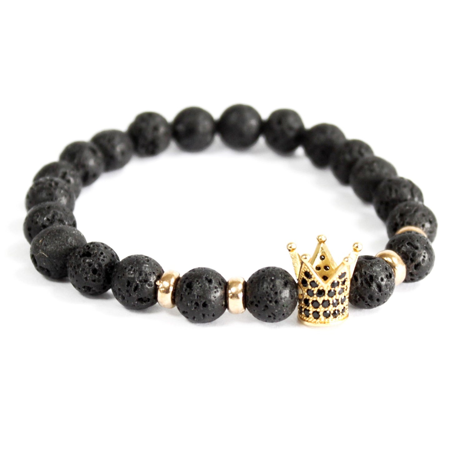 Pulseira de pedra lava com coroa dourada A Mãe M&M